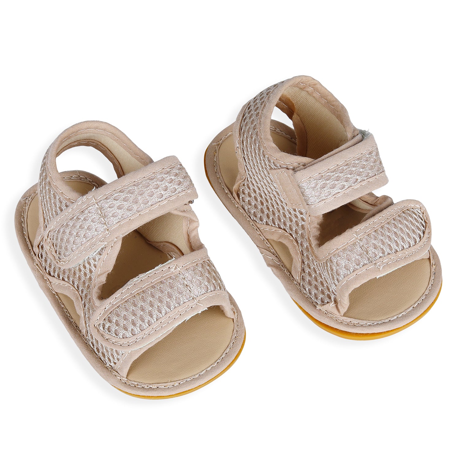 Baby Moo Solid Hookloop Comfortable Anti-skid Floater Sandals - Beige