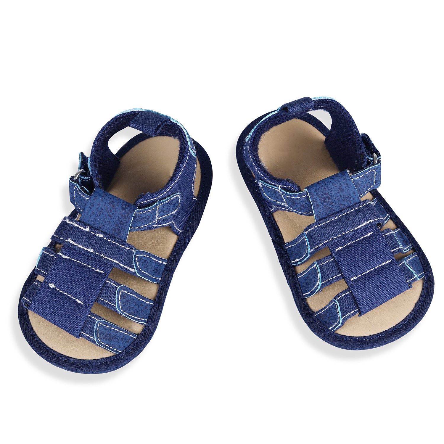 Baby Moo Velcro Hook-Loop Infant Premium Anti-Slip Sandal Booties - Blue