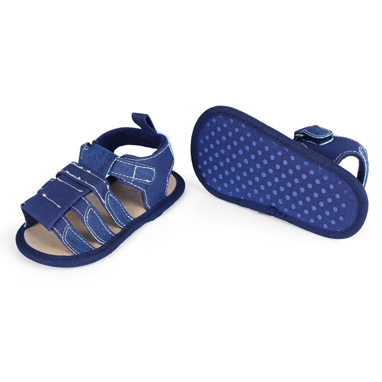 Baby Moo Velcro Hook-Loop Infant Premium Anti-Slip Sandal Booties - Blue