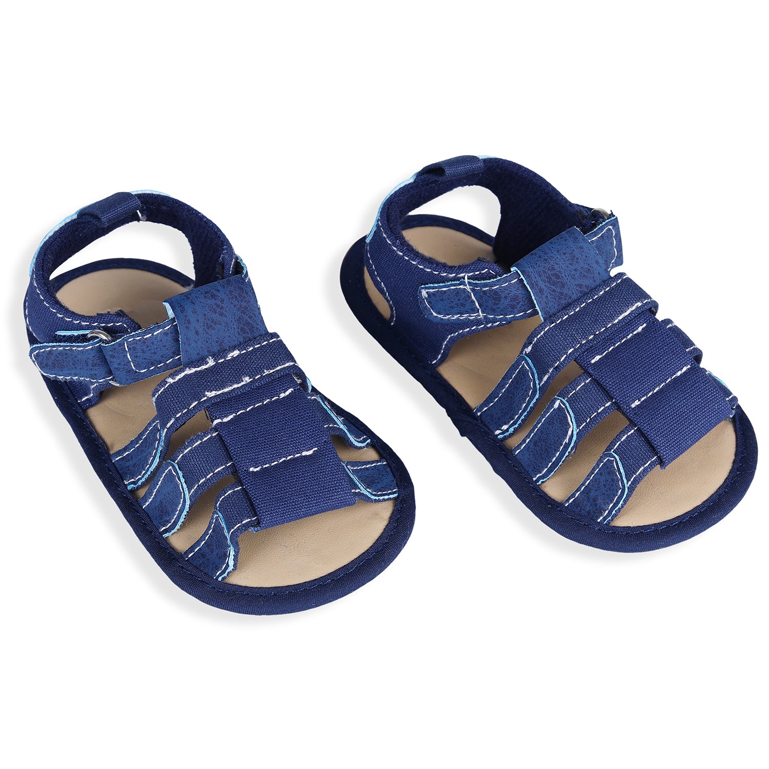 Baby Moo Velcro Hook-Loop Infant Premium Anti-Slip Sandal Booties - Blue