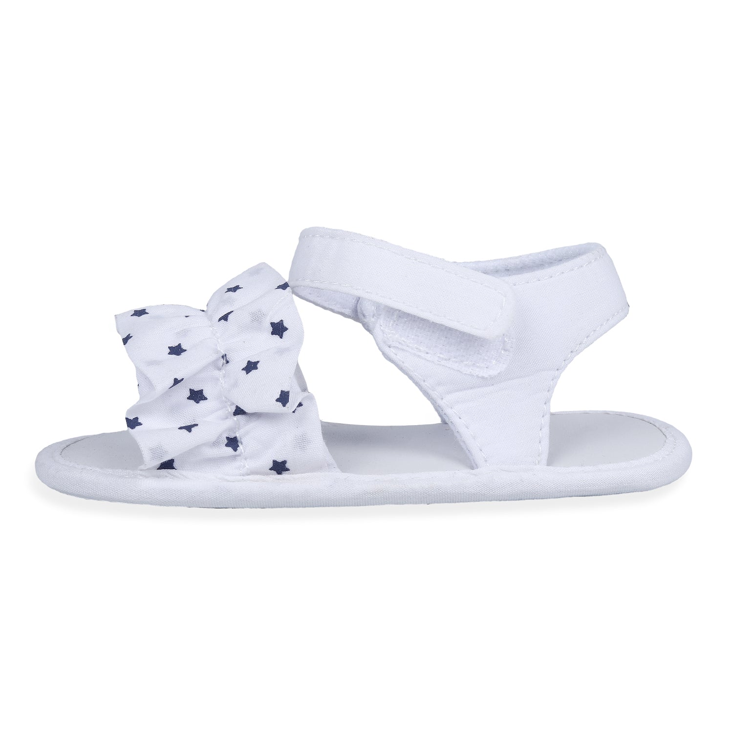 Baby Moo Ruffle Star Premium Infant Girls Anti-Slip Sandal Booties - White