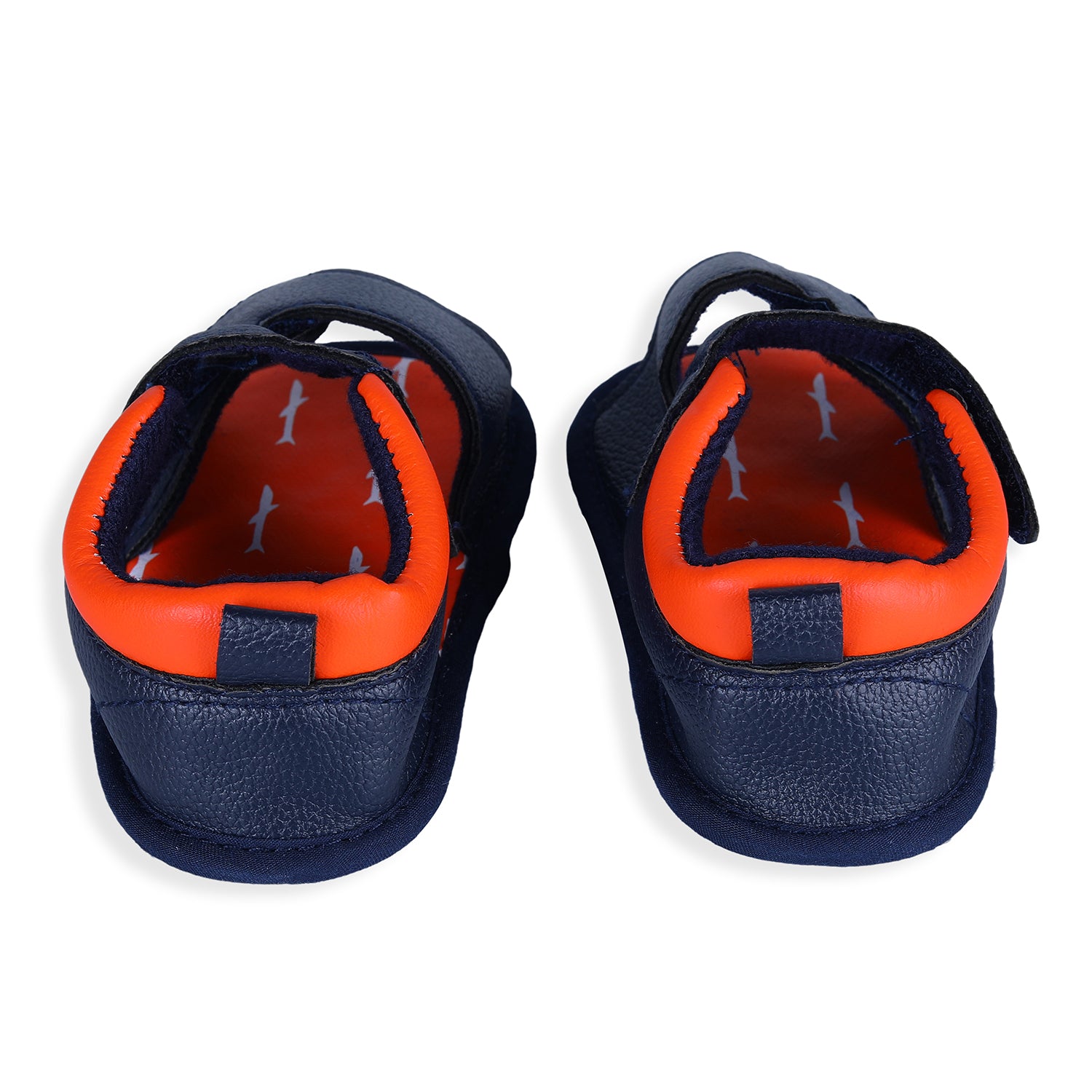 Baby Moo Shark Infant Anti-Slip PU Leather Sole Sandals - Blue And Orange