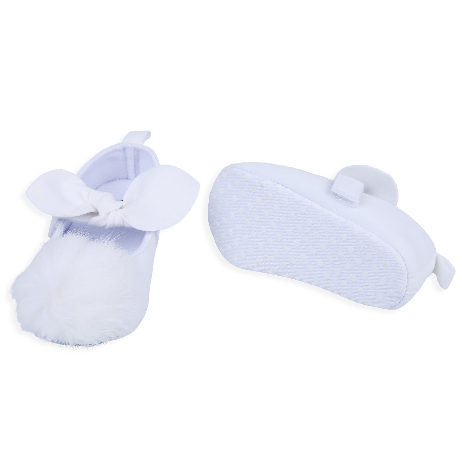 Baby Moo Fur Bowknot Angel Premium Infant Girls Anti-Slip Ballerina Booties - White