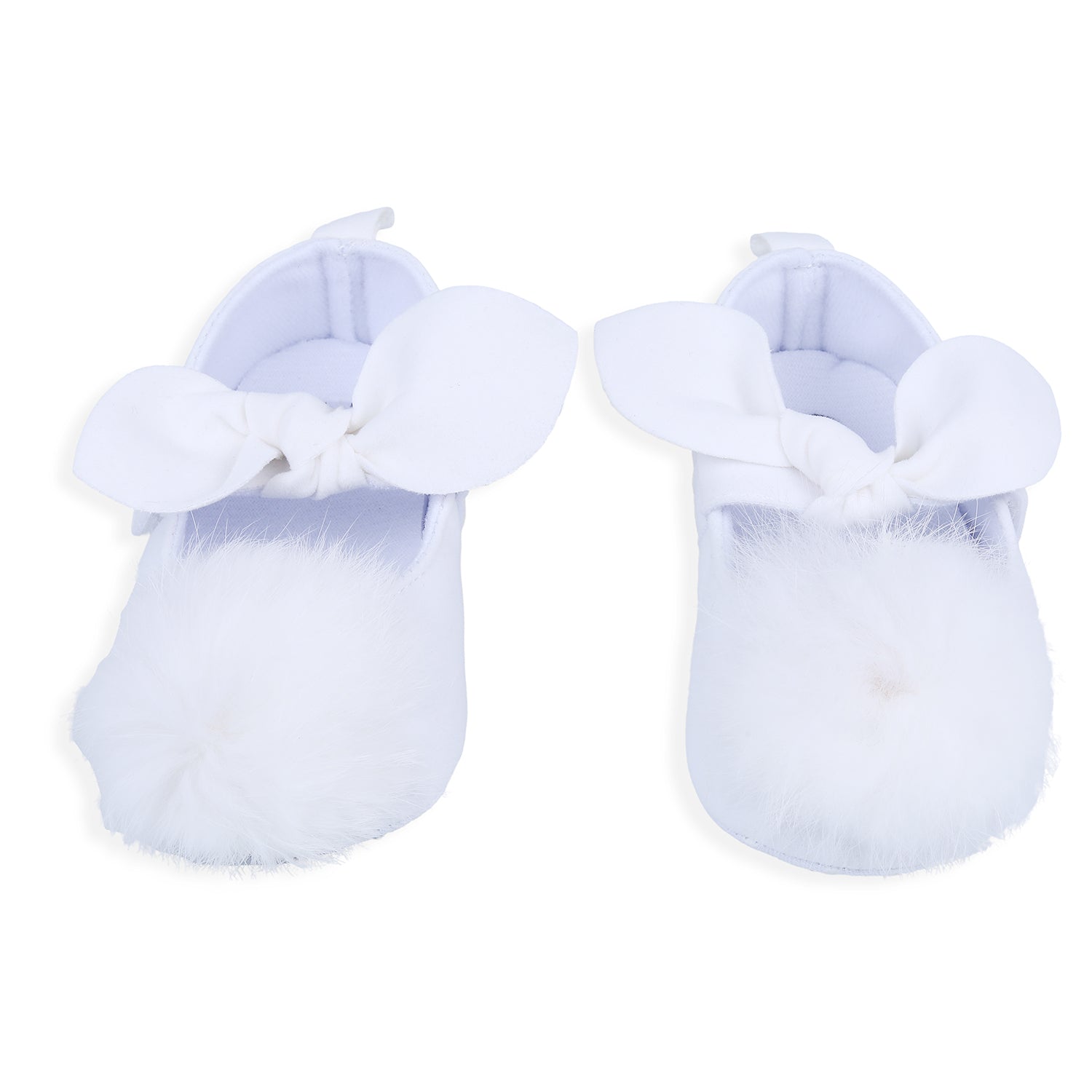 Baby Moo Fur Bowknot Angel Premium Infant Girls Anti-Slip Ballerina Booties - White