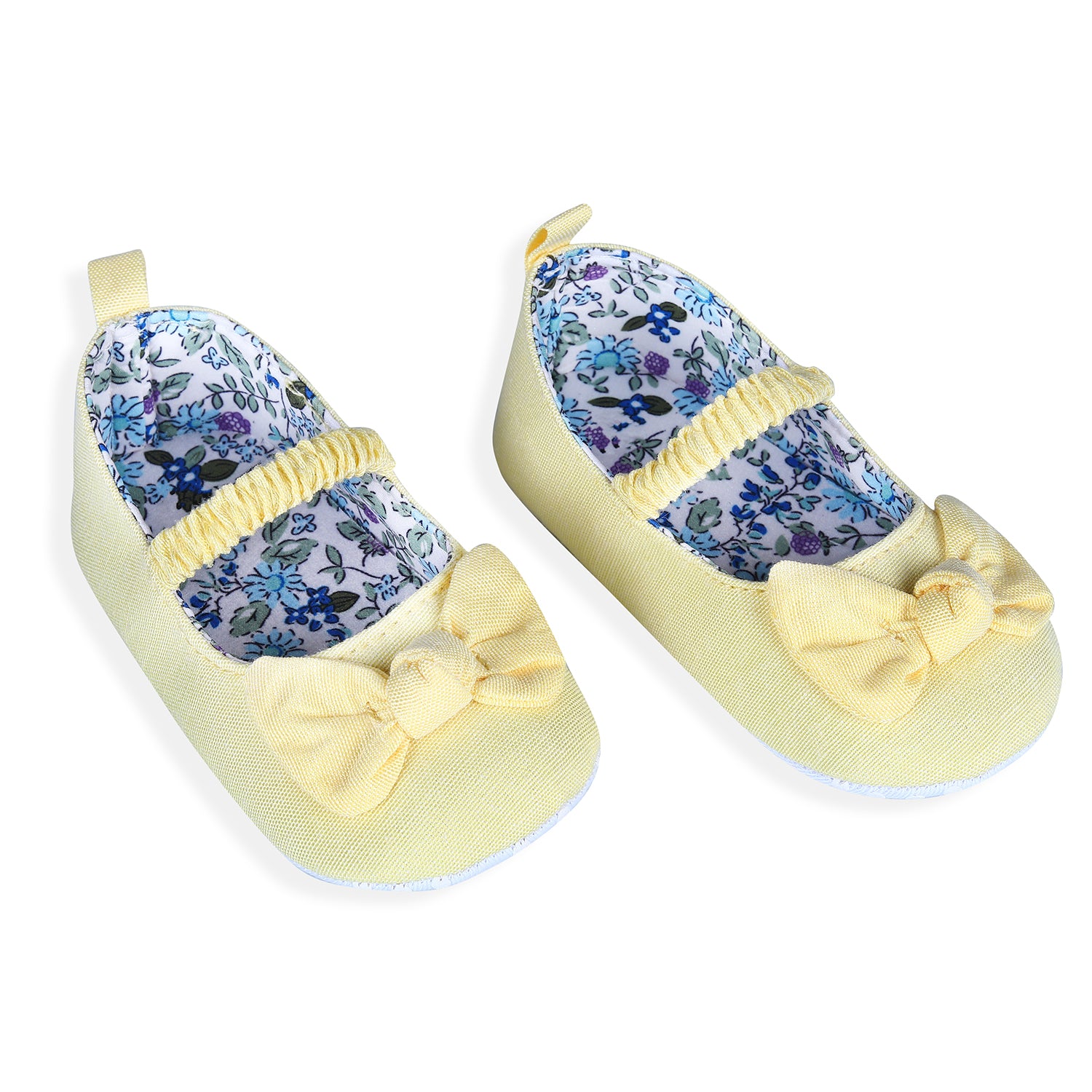 Baby Moo Bowknot Premium Infant Girls Anti-Slip Ballerina Booties - Yellow