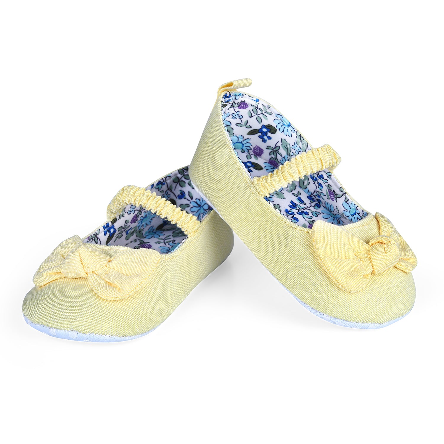 Baby Moo Bowknot Premium Infant Girls Anti-Slip Ballerina Booties - Yellow