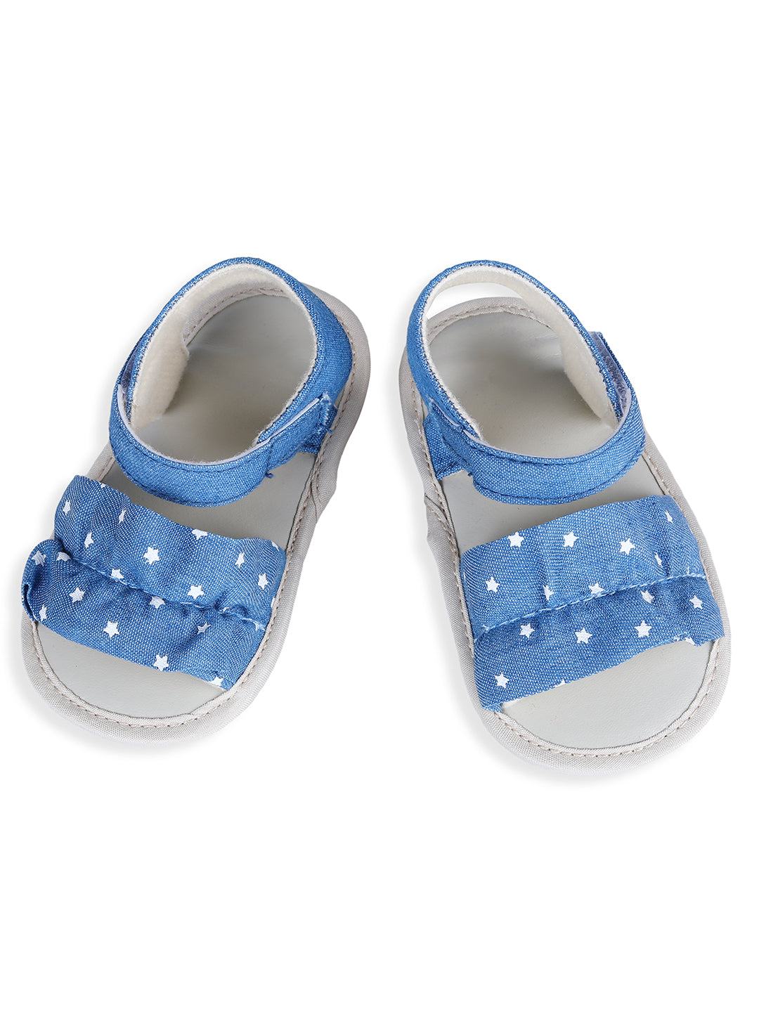 Baby Moo Ruffle Star Premium Infant Girls Anti-Slip Sandal Booties - Blue