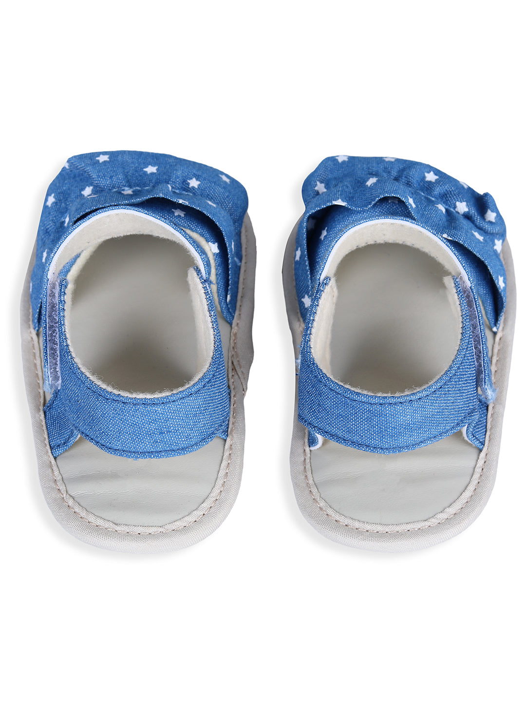 Baby Moo Ruffle Star Premium Infant Girls Anti-Slip Sandal Booties - Blue