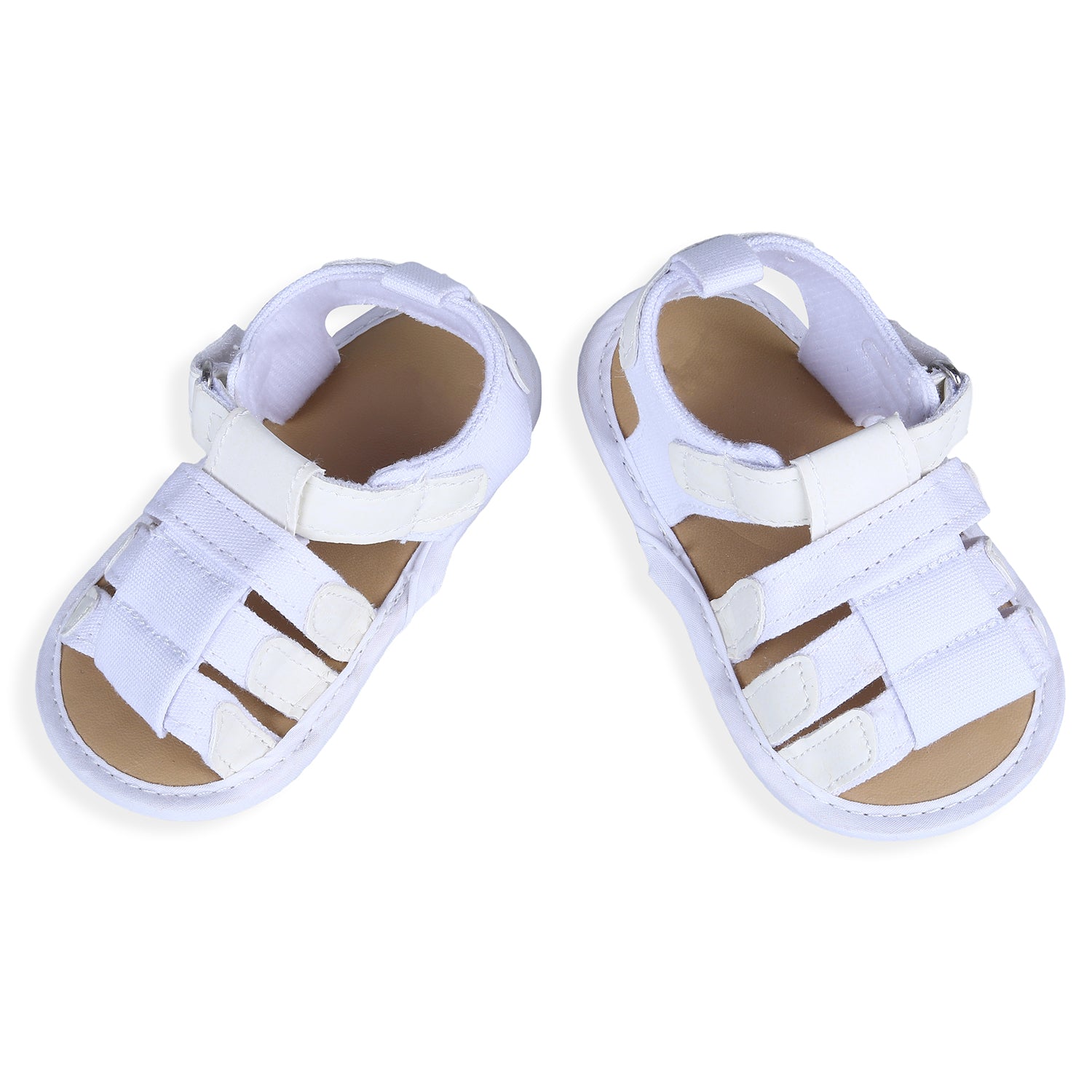 Baby Moo Plain Stylish And Comfortable Open Toe Sandal Booties - White