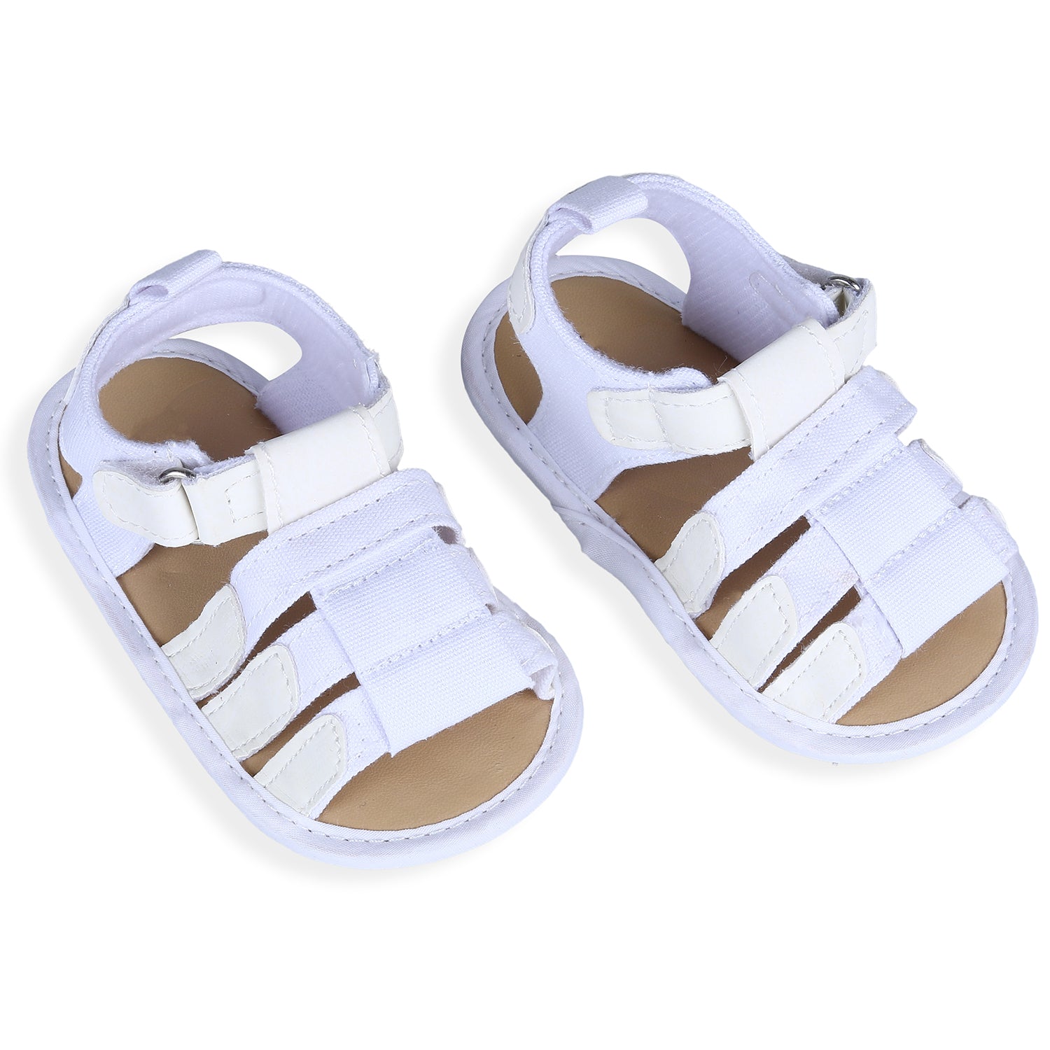 Baby Moo Plain Stylish And Comfortable Open Toe Sandal Booties - White