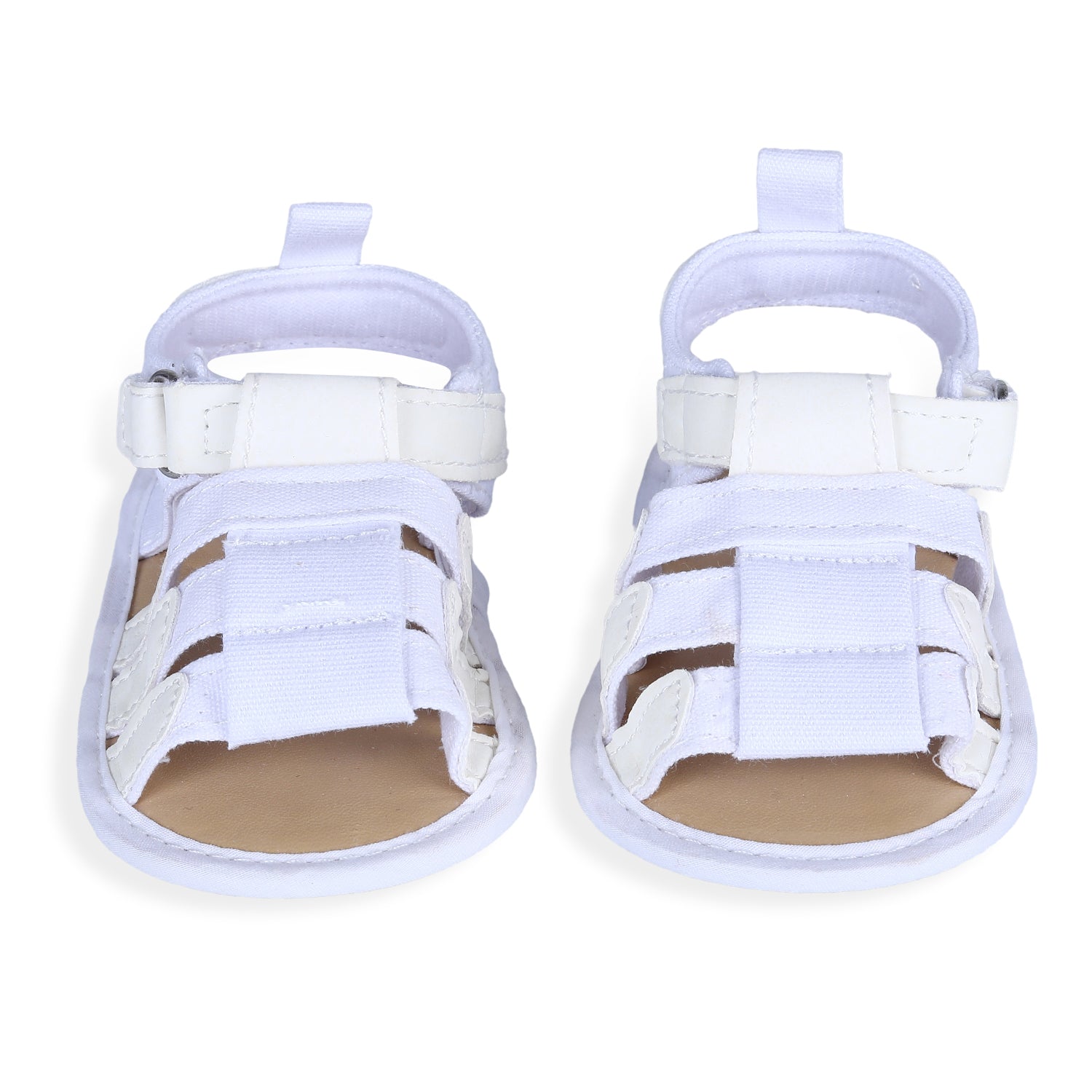 Baby Moo Plain Stylish And Comfortable Open Toe Sandal Booties - White