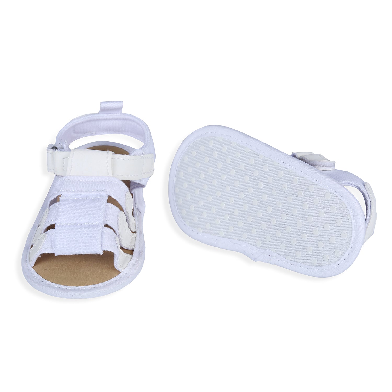 Baby Moo Plain Stylish And Comfortable Open Toe Sandal Booties - White