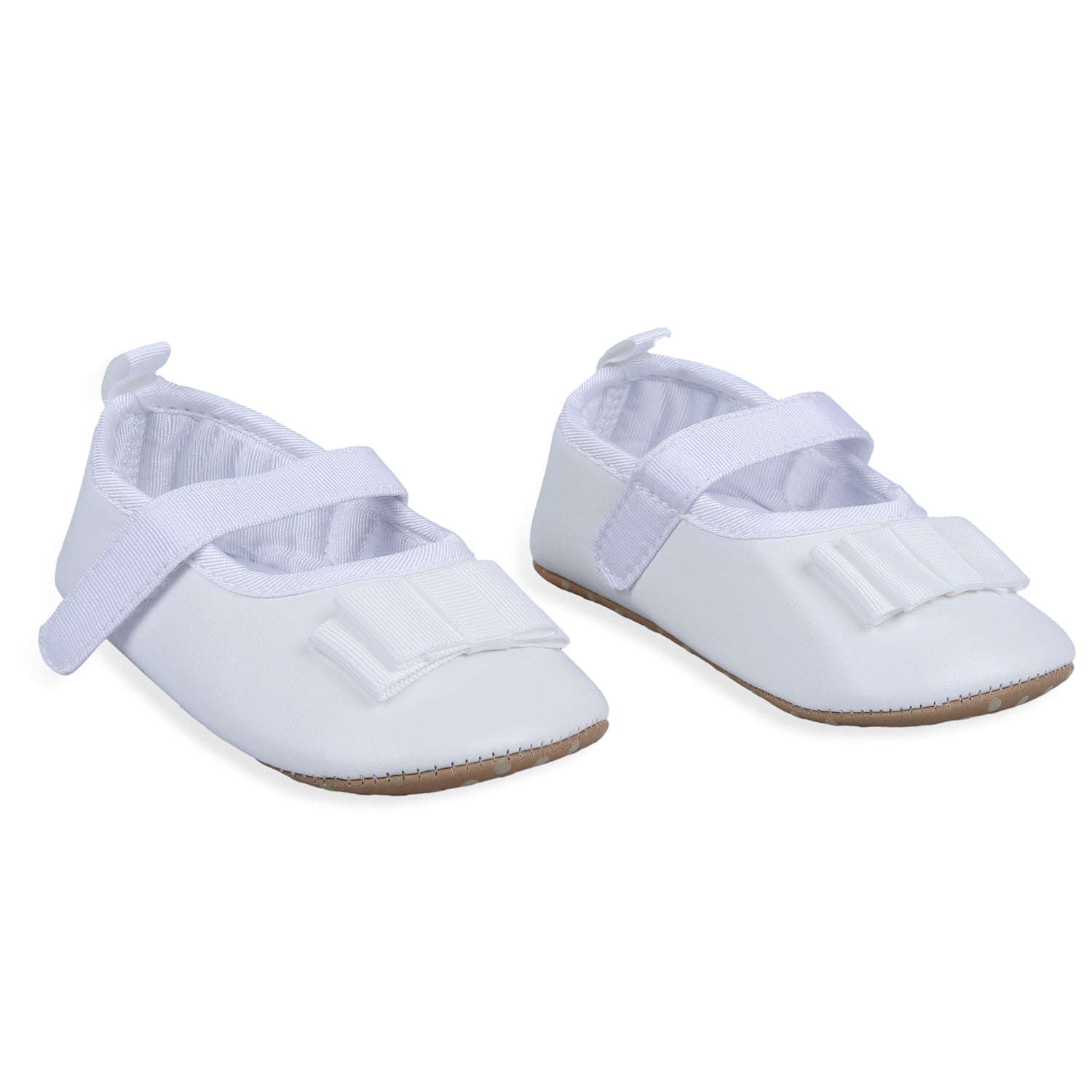 Baby Moo Bowknot Premium Infant Girls Anti-Slip Ballerina Shoes - White