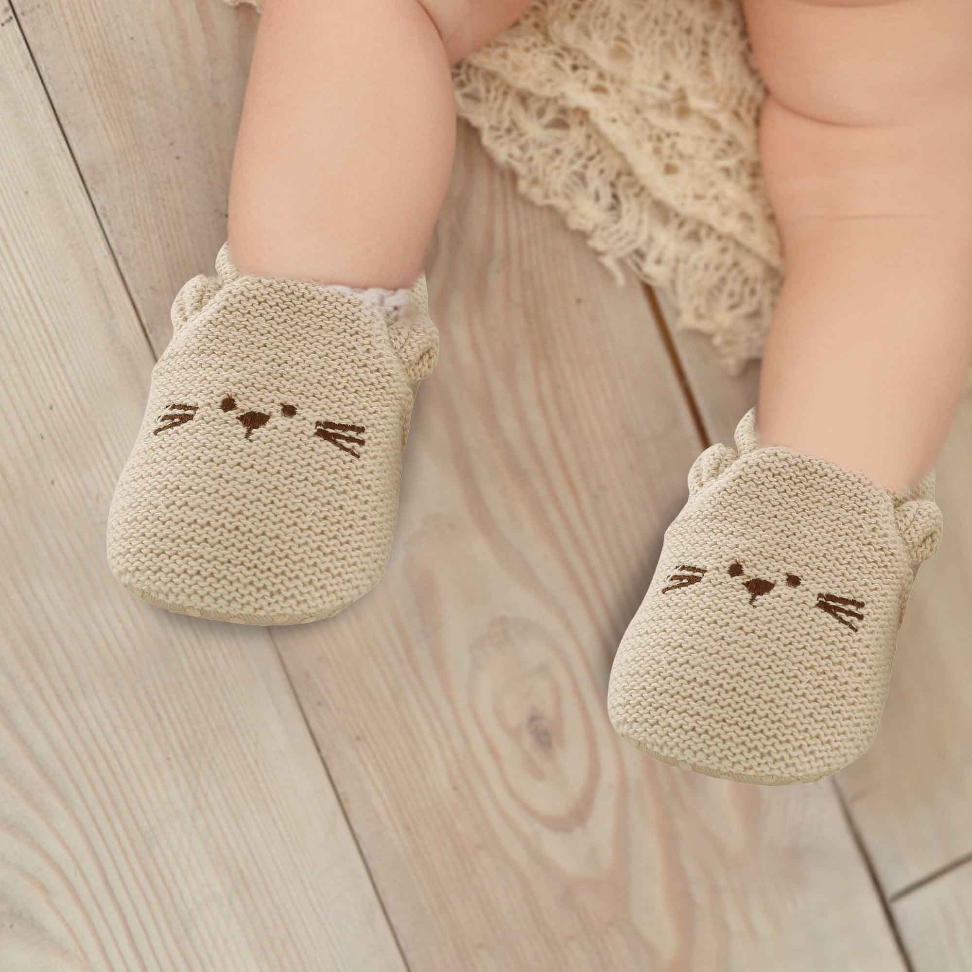 Baby Moo Knitted Brown Casual Booties