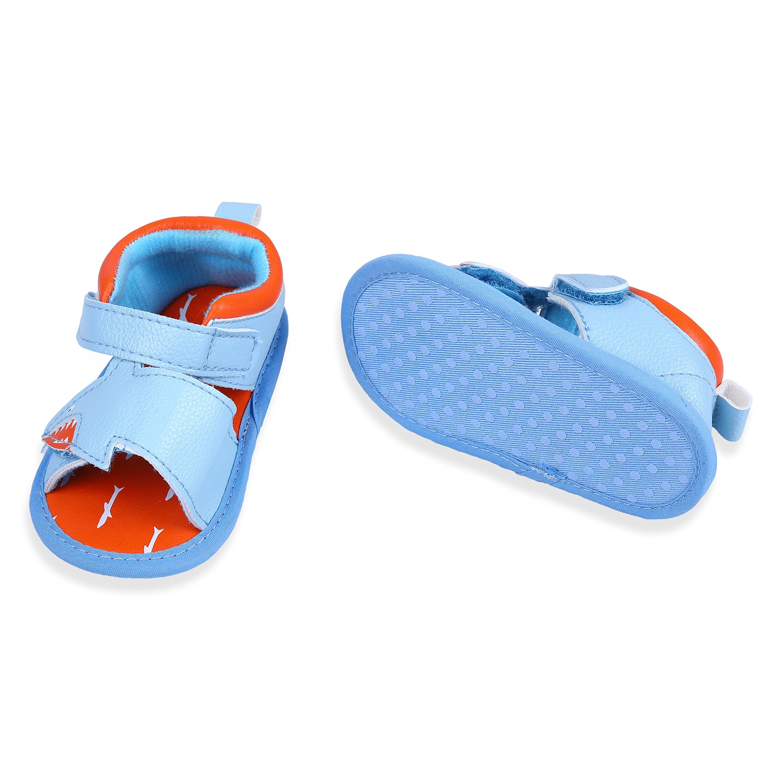 Baby Moo Shark Infant Anti-Slip PU Leather Sole Sandals - Blue