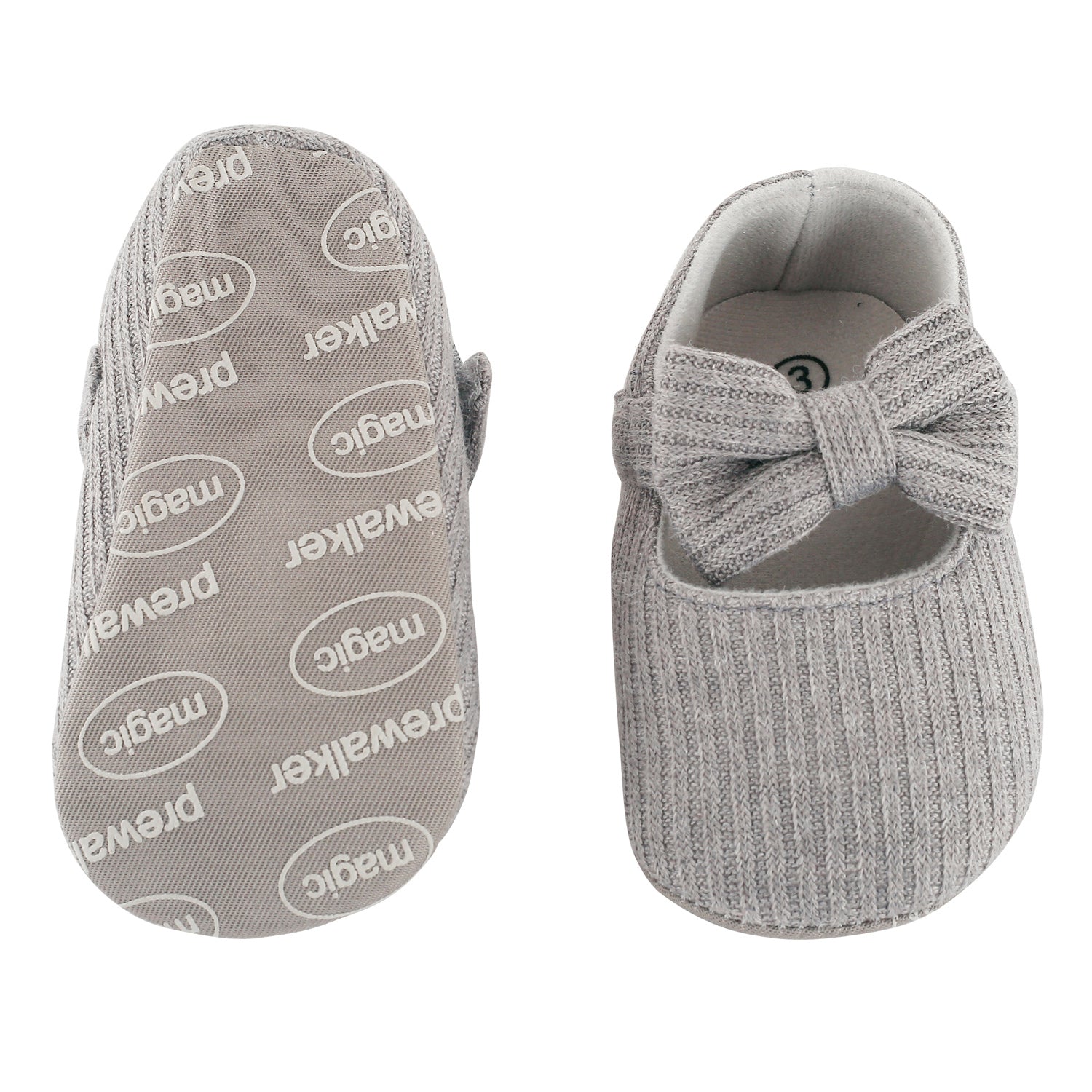 Baby Moo Pretty Bow Grey Booties