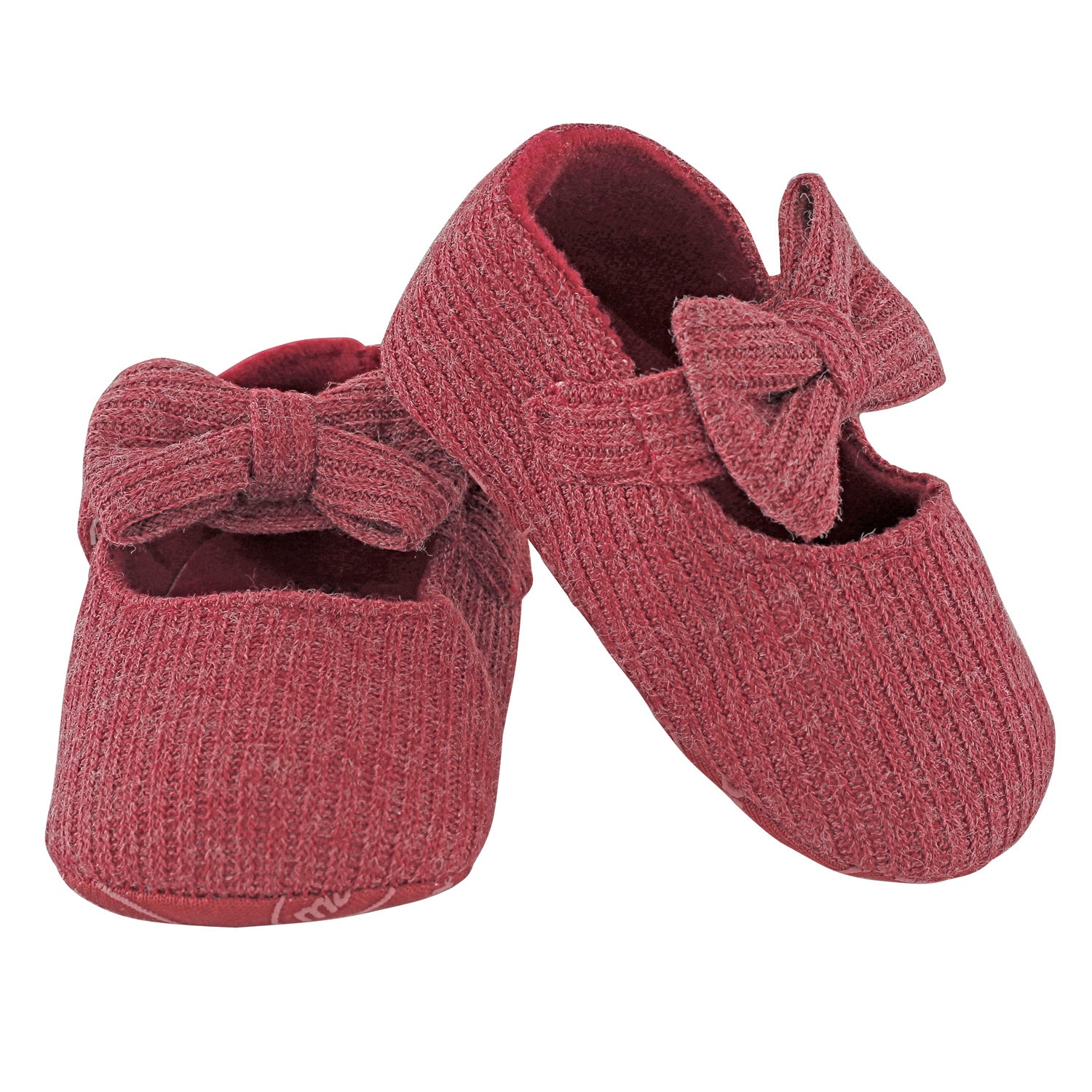 Baby Moo Pretty Bow Maroon Booties