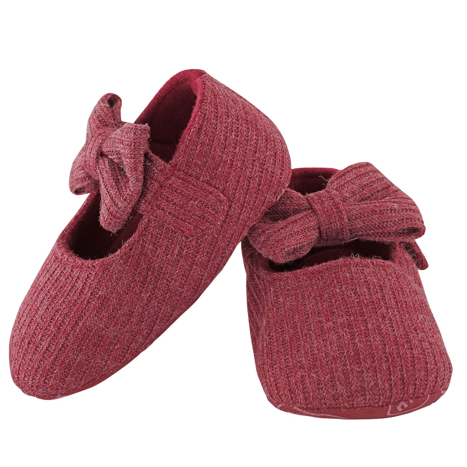 Baby Moo Pretty Bow Maroon Booties