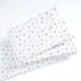 The White Cradle Baby Safe Cot Bumper Pad, Fits all Standard Cribs, Thick Padded Protective Liner for Child Nursery Bed, Soft Organic Cotton Fabric, Breathable, Non-Allergenic - Twill Pink Hearts