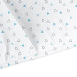 The White Cradle Baby Safe Cot Bumper Pad, Fits all Standard Cribs, Thick Padded Protective Liner for Child Nursery Bed, Soft Organic Cotton Fabric, Breathable, Non-Allergenic - Twill Blue Triangle