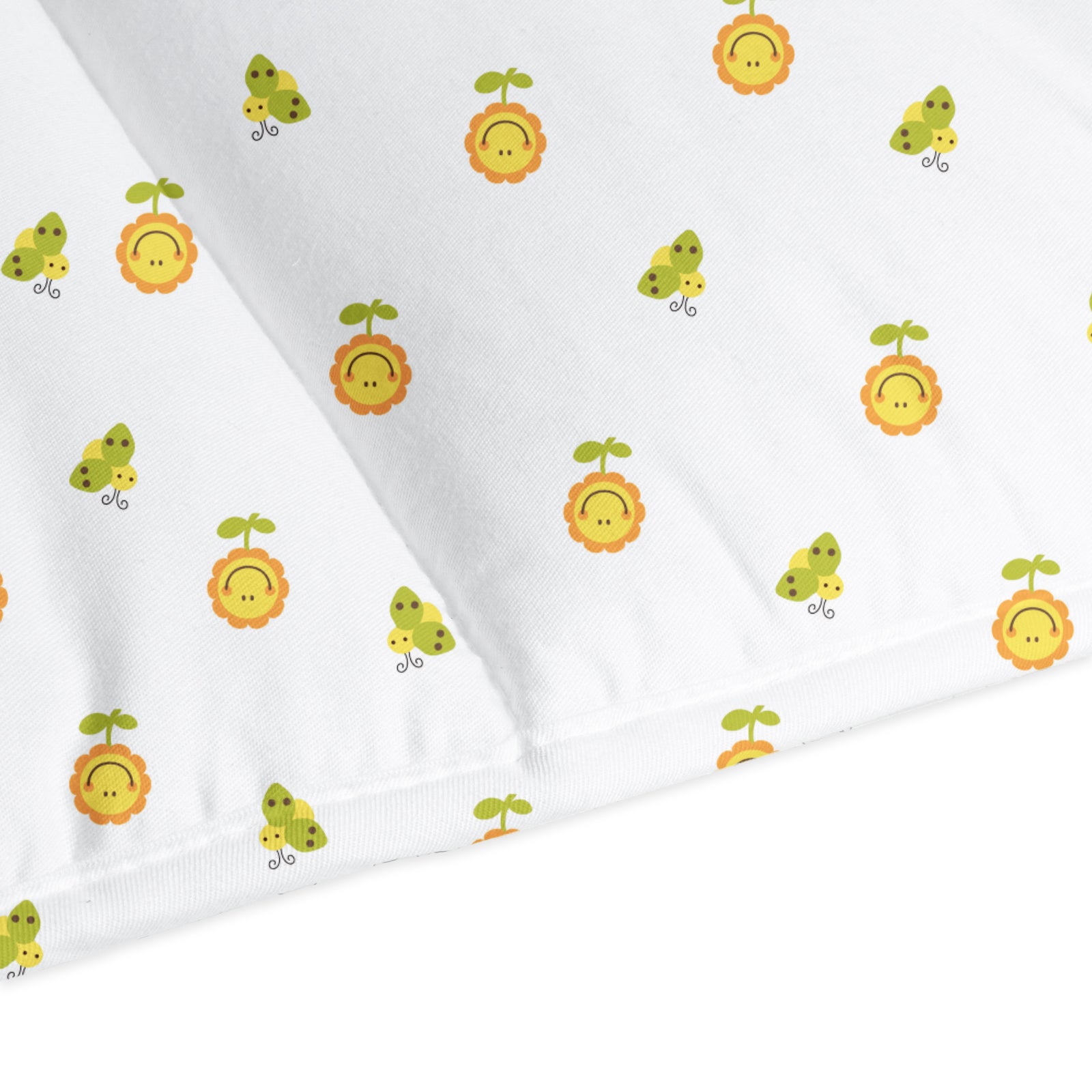 The White Cradle Baby Safe Cot Bumper Pad, Fits all Standard Cribs, Thick Padded Protective Liner for Child Nursery Bed, Soft Organic Cotton Fabric, Breathable, Non-Allergenic - Flower with Bee