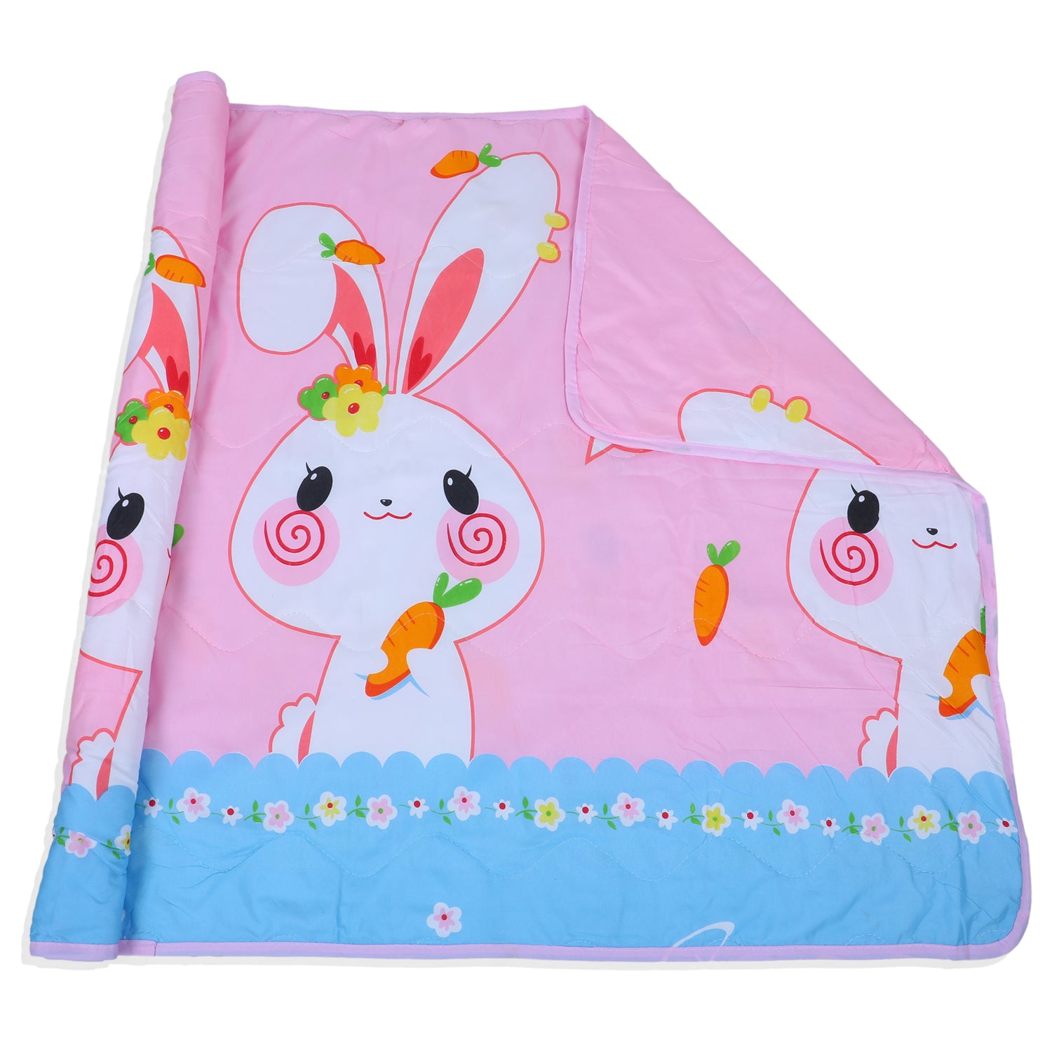Baby Moo Hungry Bunny Soft Quilted Premium Reversible Blanket - Pink