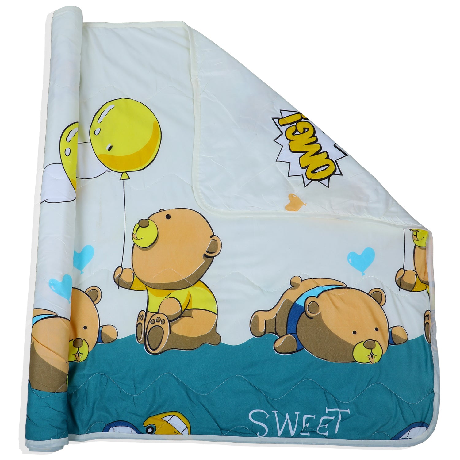 Baby Moo Bear Party Soft Quilted Premium Reversible Blanket - White