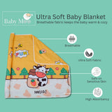 Baby Moo Cuddly Cow Soft Quilted Premium Reversible Blanket - Yellow