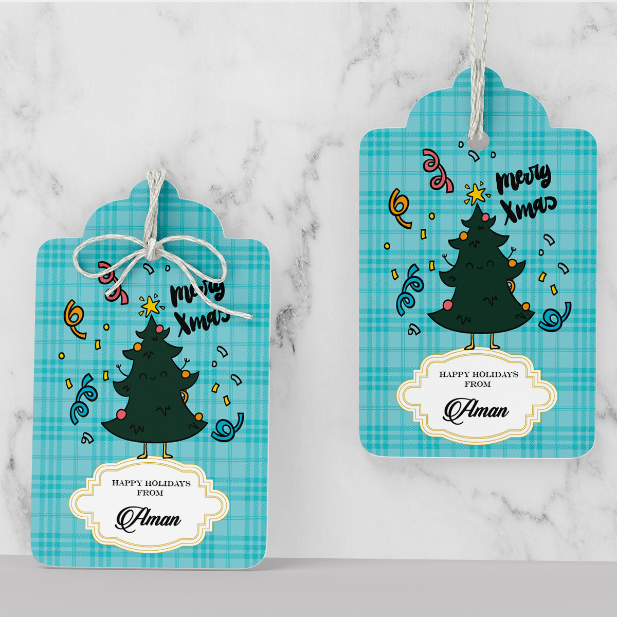 Personalised Merry X'mas Tree Gift Tags