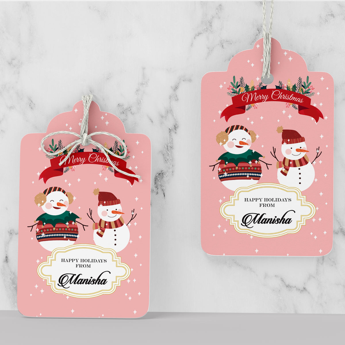 Personalised Snowmans Duo Gift Tags