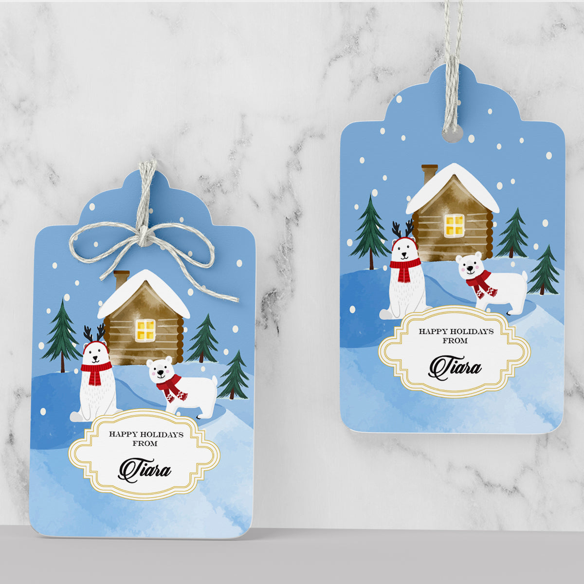 Personalised Polar Bears Cottage Gift Tags