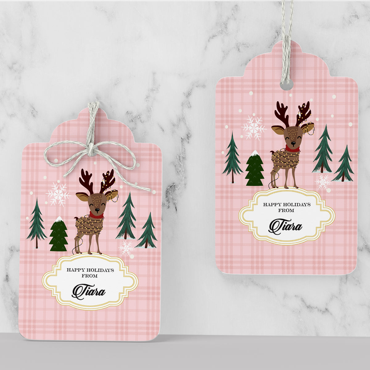 Personalised Rudolph in Christmas Lights Gift  Tags