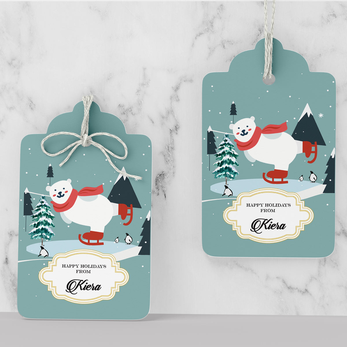 Personalised Skiing Polar Bear Gift Tags