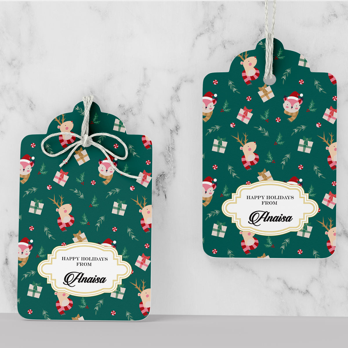 Personalised Merry Forest Friends - Emerald Gift Tags