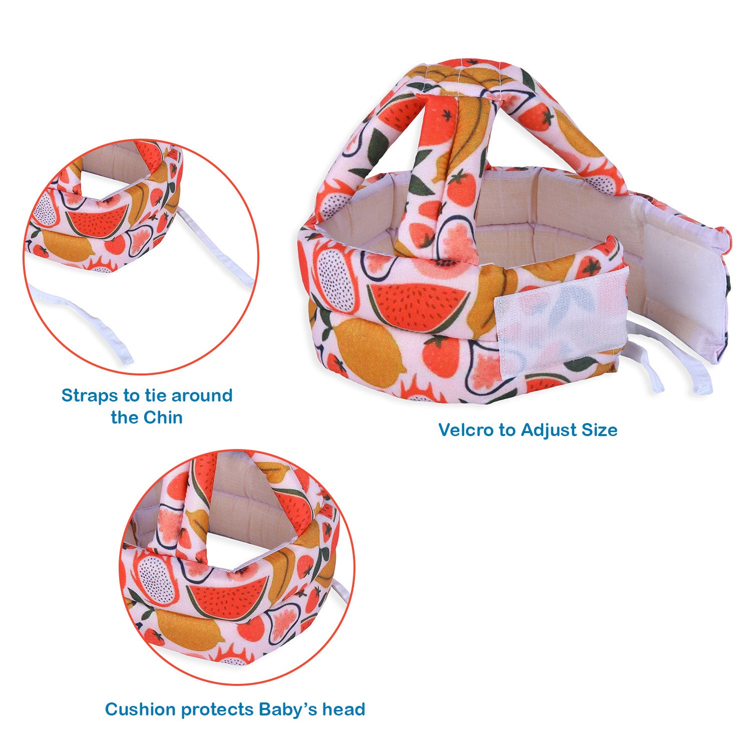 Baby Moo Fruity Fun Head Protection Adjustable Cushioned Safety Helmet - Orange