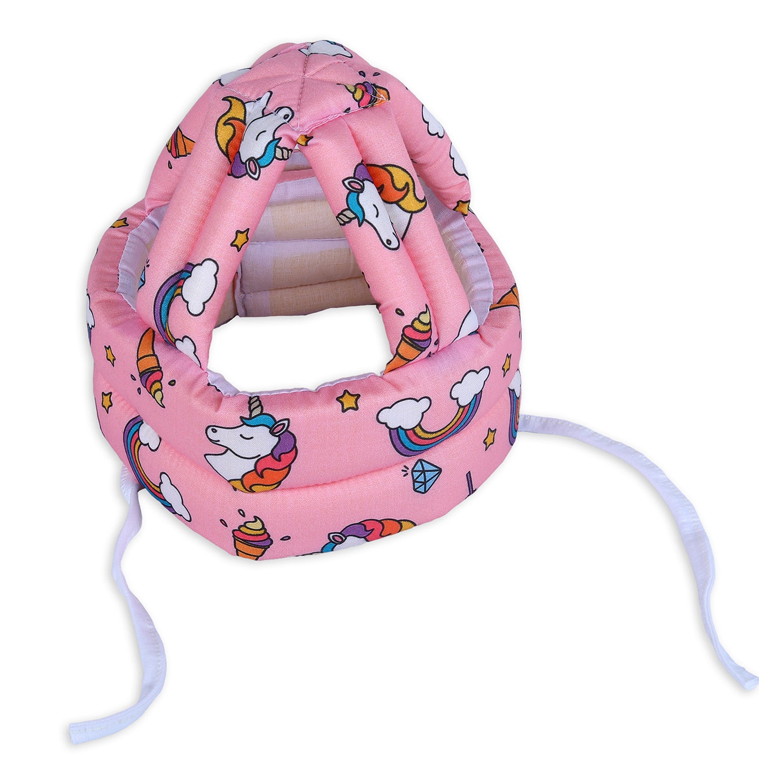 Baby Moo Rainbow Unicorn Head Protection Adjustable Cushioned Safety Helmet - Pink