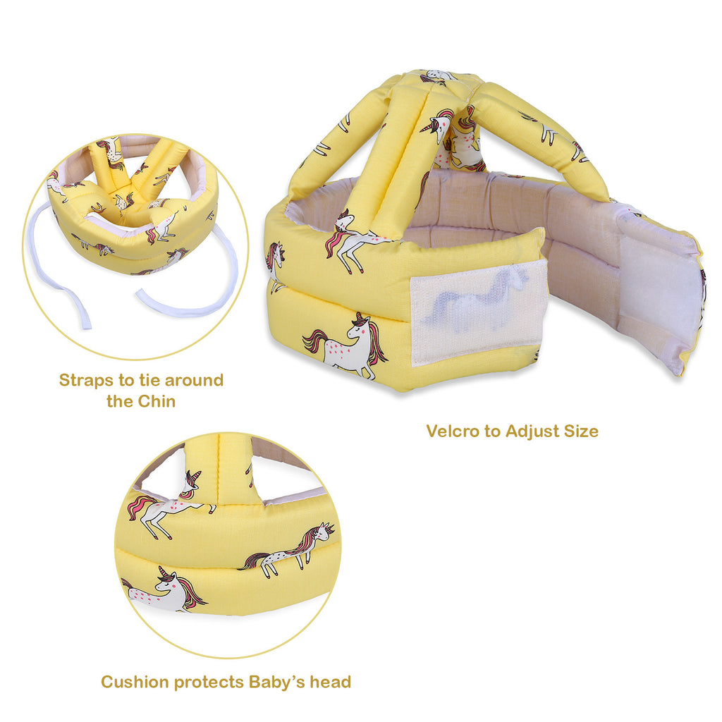 Baby Moo Unicorn Head Protection Adjustable Cushioned Safety Helmet - Yellow