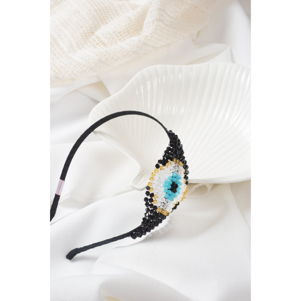 CHOKO Evil Eye Crystal Detailing Hair Band - Black