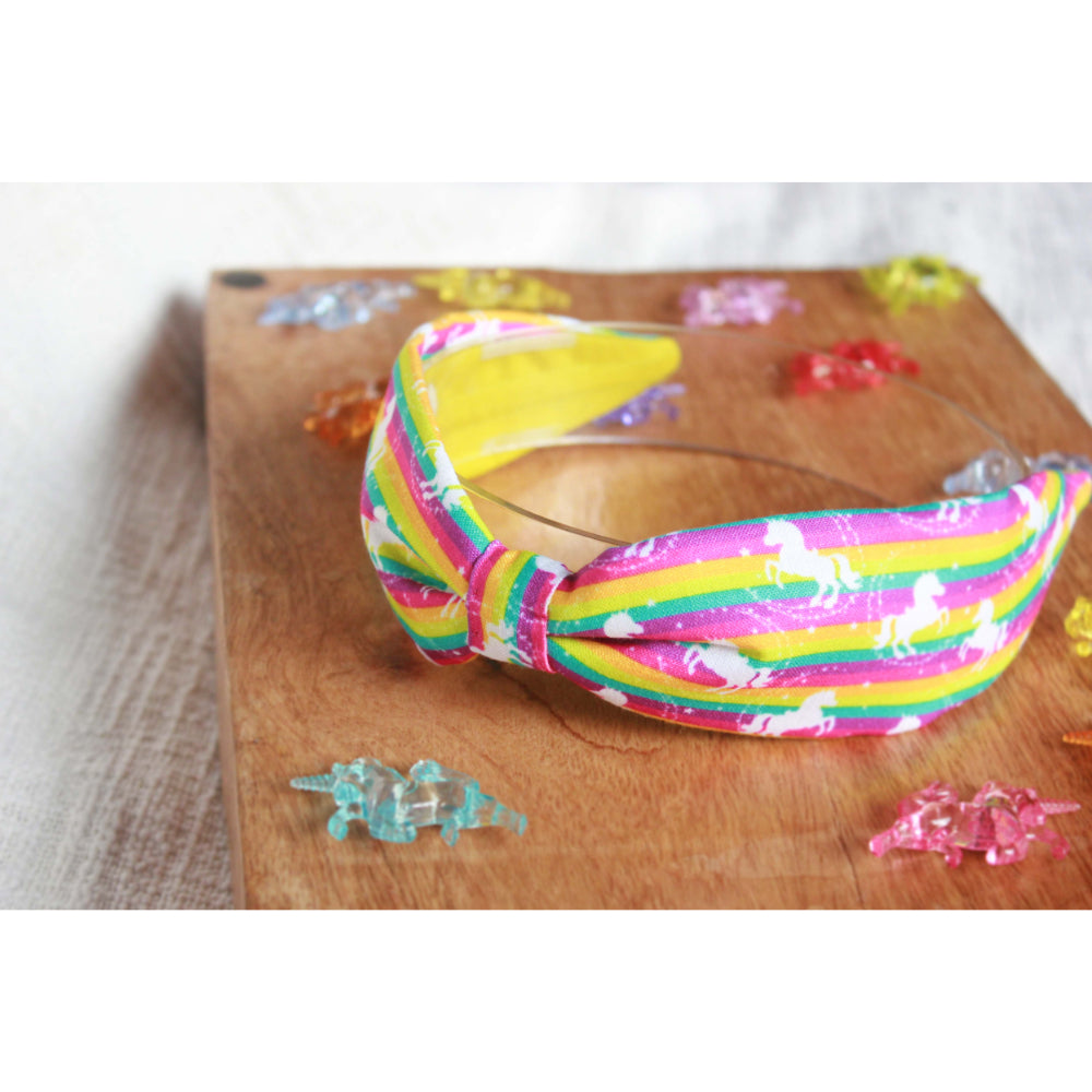 Rainbow Unicorn Printed Turban Headband - Multicolour
