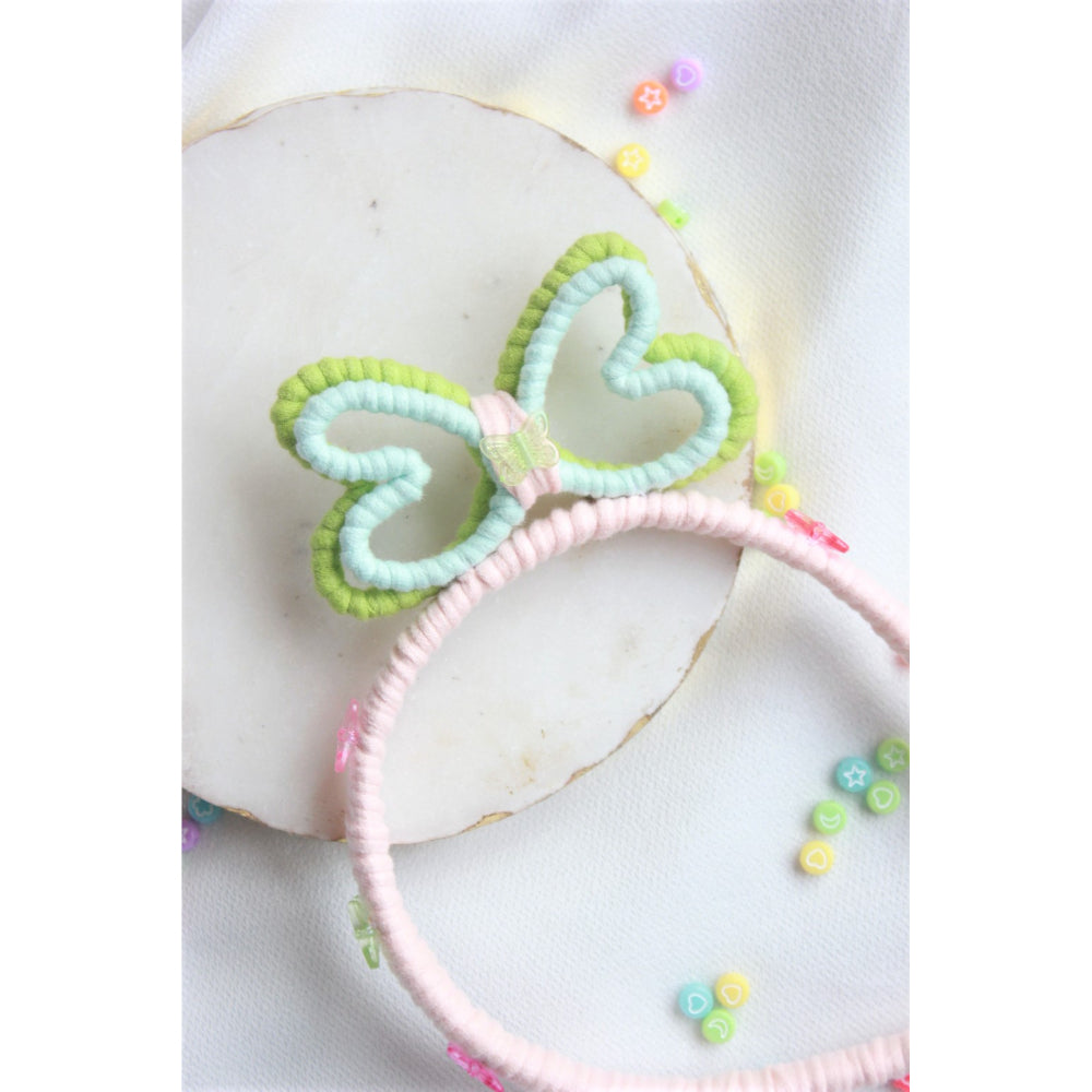 Summer Child Butterfly Embellished Hairband - Peach, Handmade