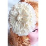 CHOKO Exquisite Blossom Satin, Tulle and Lace Hair Clip - Beige, Handmade