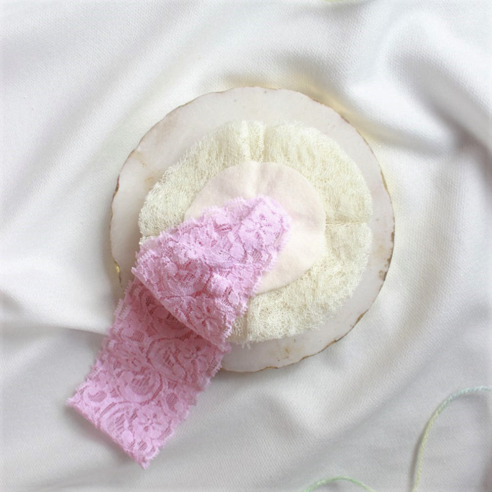 Royal Efflorescence Satin and Lace Statement Hair Band - White & Pink - Handmade