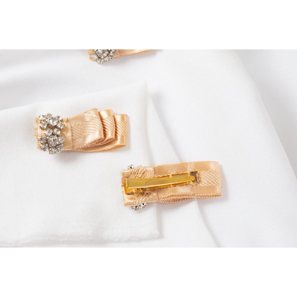 CHOKO Pair Of Diamond Quartz Hair Clips - Beige