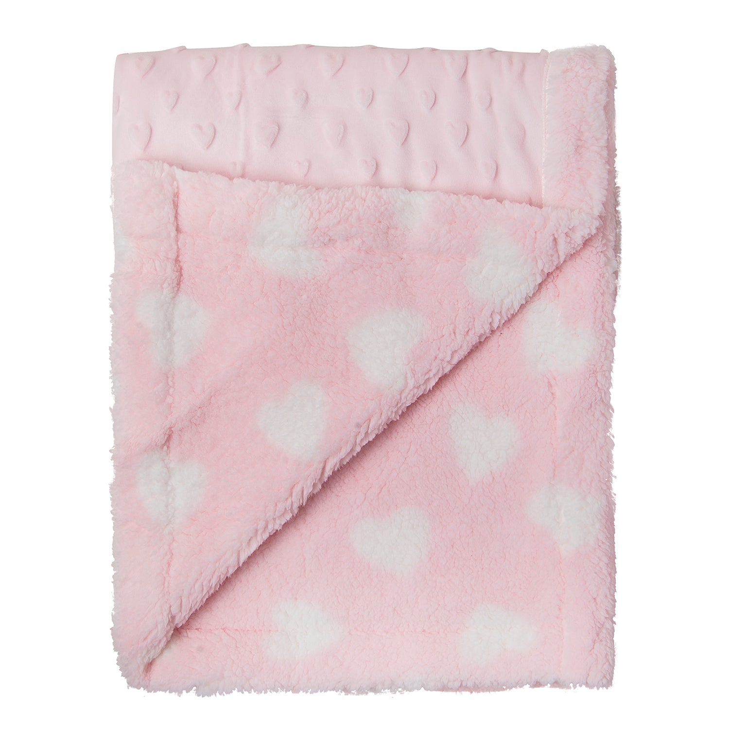 Baby Moo Hearts Soft Reversible Blanket Pink