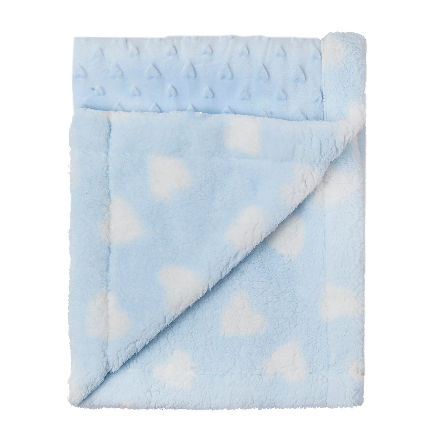 Baby Moo Hearts Soft Reversible Blanket Blue
