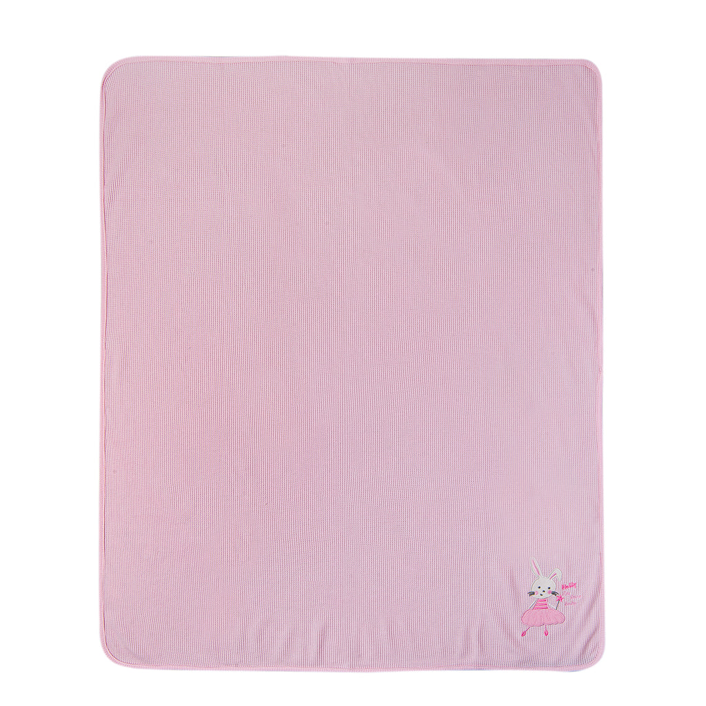 Baby Moo Bunny Light Waffle Blanket Pink