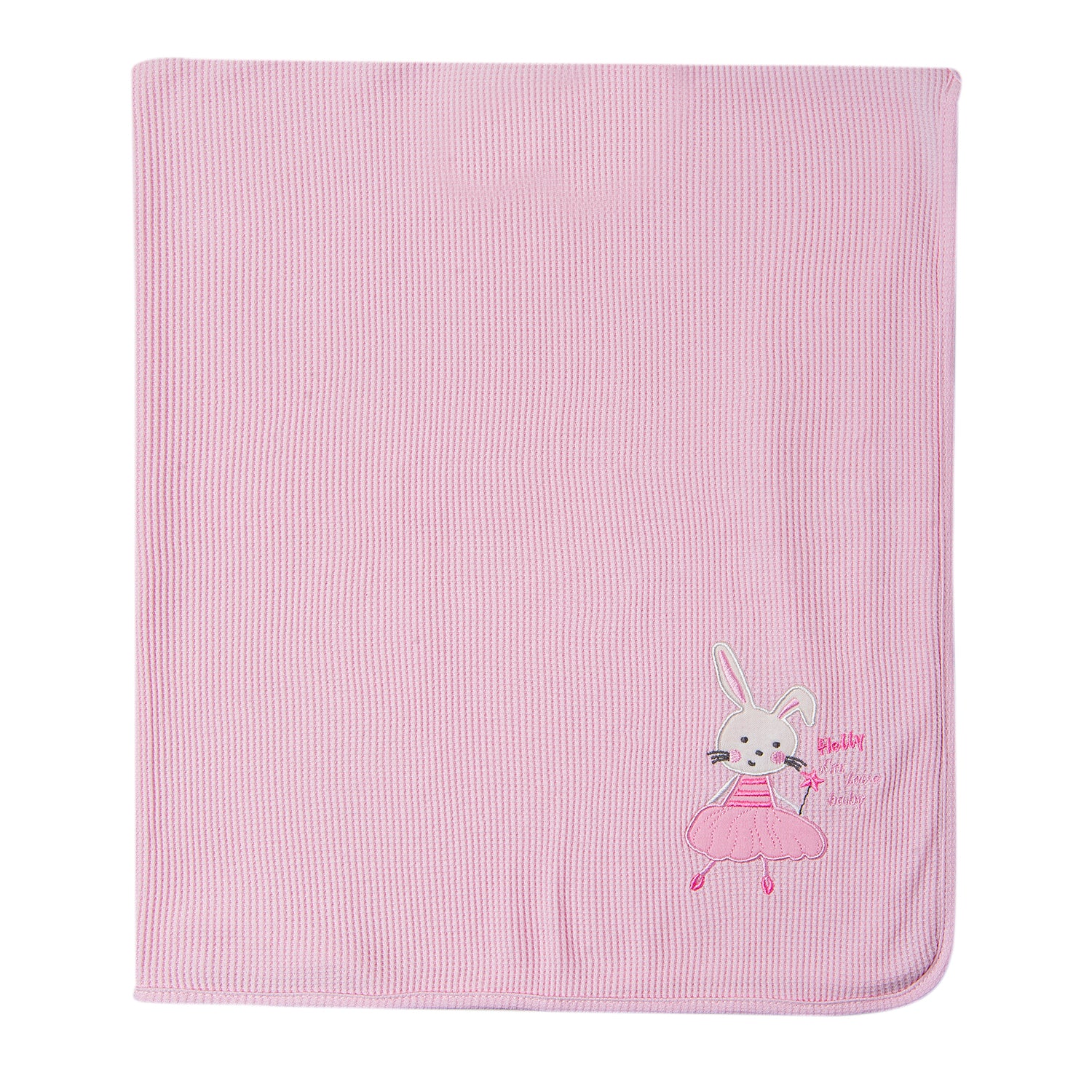 Baby Moo Bunny Light Waffle Blanket Pink