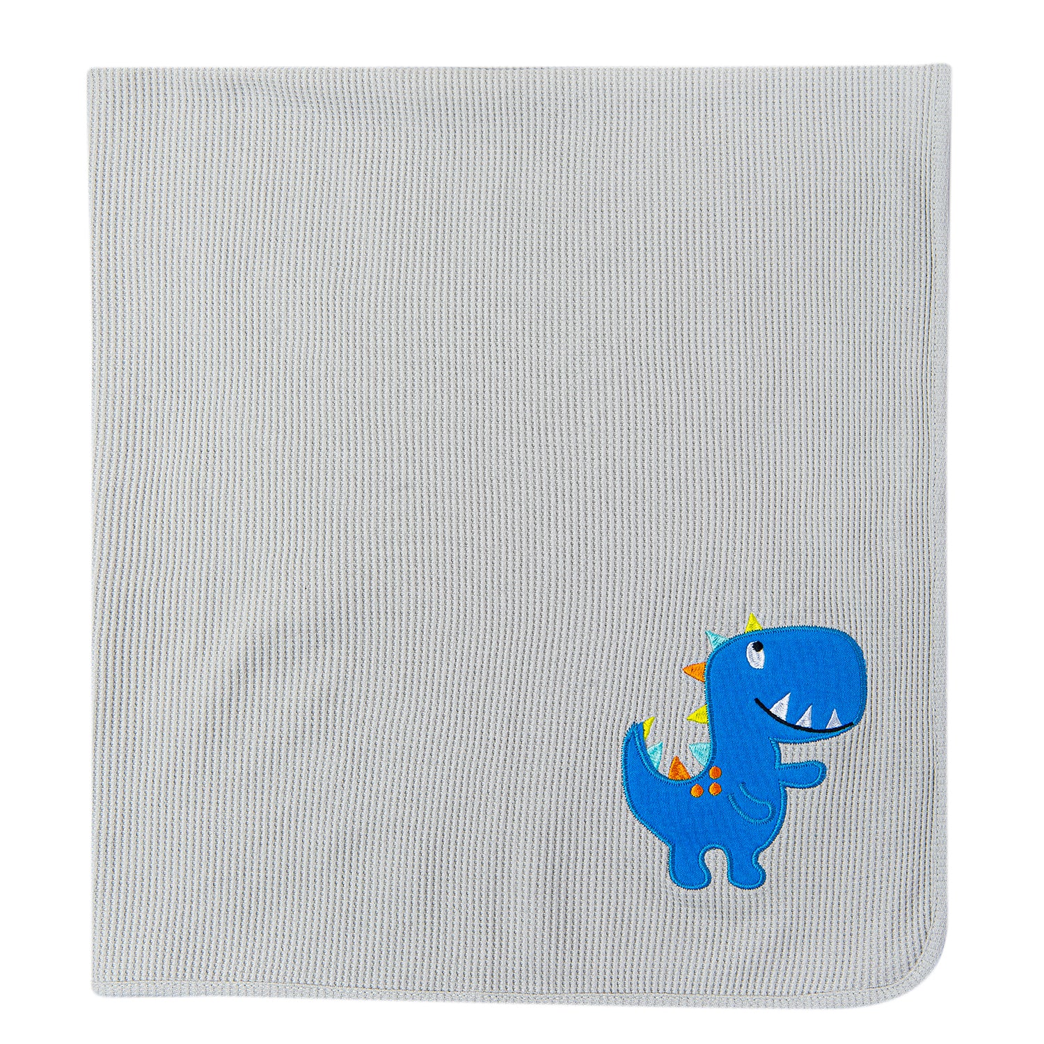 Baby Moo Dinosaur Light Waffle Blanket Grey And Blue