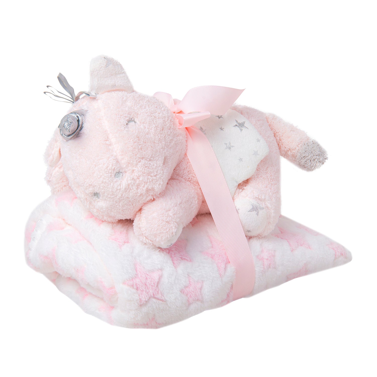 Baby Moo Starry Unicorn Soft Cozy Plush Toy Blanket Pink