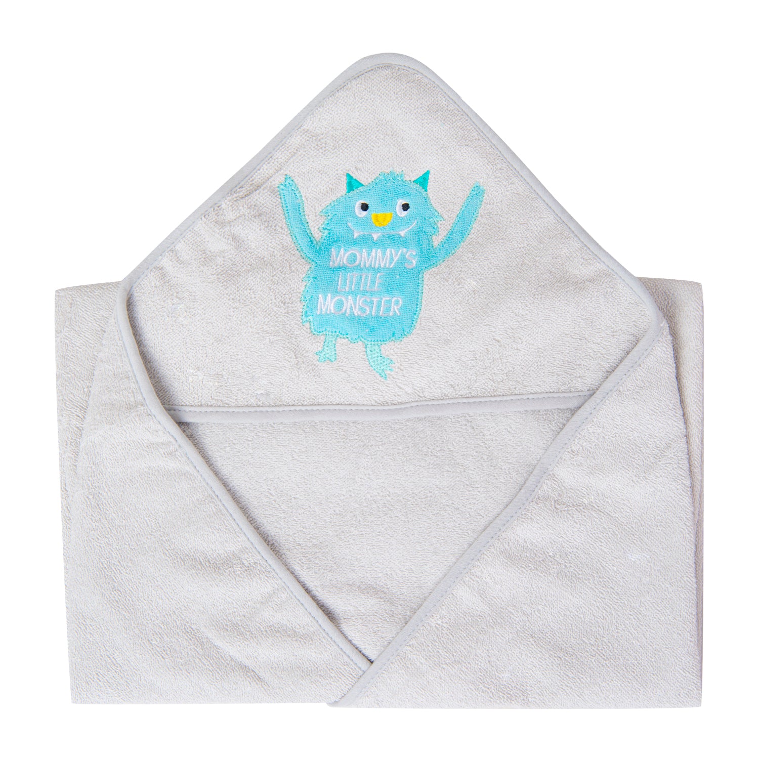 Baby Moo Hooded Towel And 4 Wash Cloth Gift Set Little Monster Grey